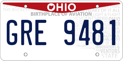 OH license plate GRE9481