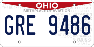 OH license plate GRE9486