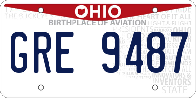 OH license plate GRE9487