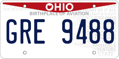 OH license plate GRE9488