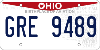 OH license plate GRE9489