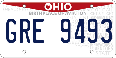 OH license plate GRE9493