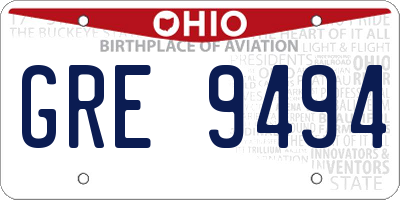 OH license plate GRE9494