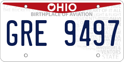 OH license plate GRE9497