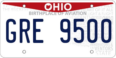 OH license plate GRE9500