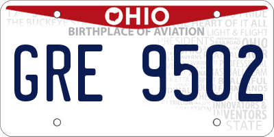 OH license plate GRE9502