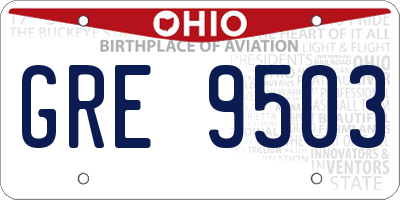 OH license plate GRE9503