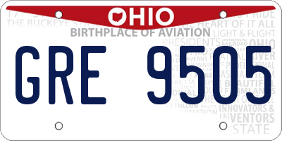 OH license plate GRE9505