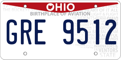 OH license plate GRE9512