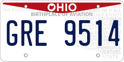 OH license plate GRE9514