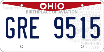 OH license plate GRE9515