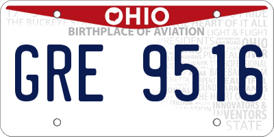 OH license plate GRE9516