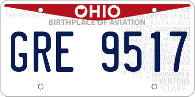 OH license plate GRE9517