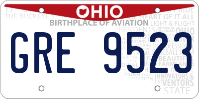 OH license plate GRE9523