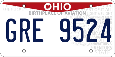 OH license plate GRE9524
