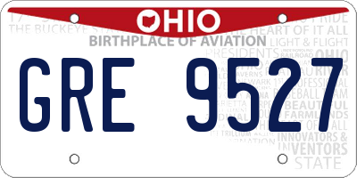 OH license plate GRE9527