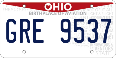 OH license plate GRE9537