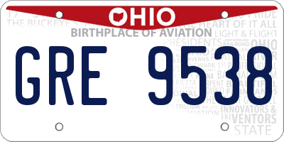 OH license plate GRE9538