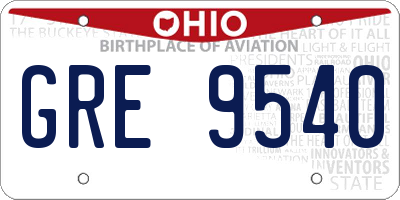 OH license plate GRE9540