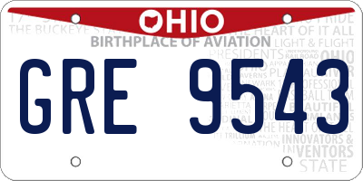 OH license plate GRE9543