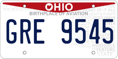 OH license plate GRE9545