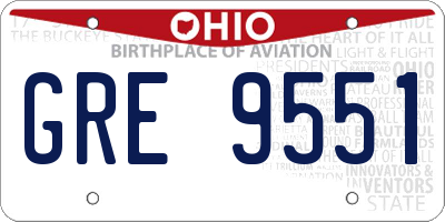 OH license plate GRE9551