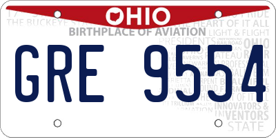 OH license plate GRE9554