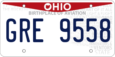 OH license plate GRE9558