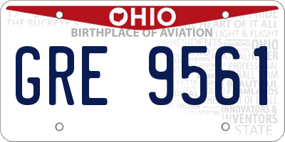 OH license plate GRE9561