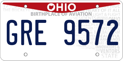 OH license plate GRE9572