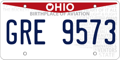 OH license plate GRE9573