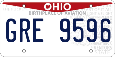 OH license plate GRE9596