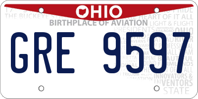 OH license plate GRE9597