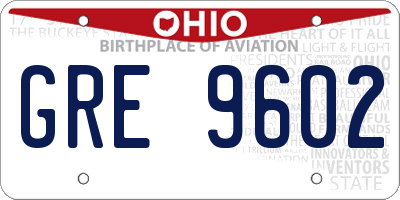 OH license plate GRE9602