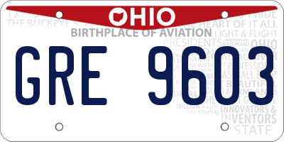 OH license plate GRE9603