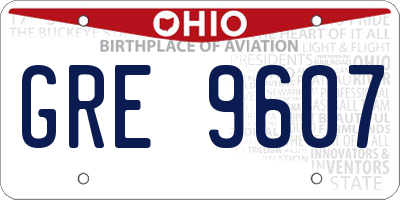 OH license plate GRE9607