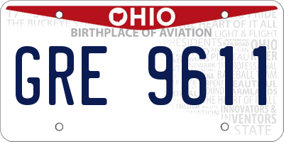 OH license plate GRE9611