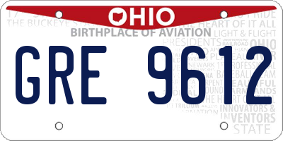 OH license plate GRE9612