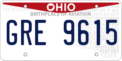 OH license plate GRE9615