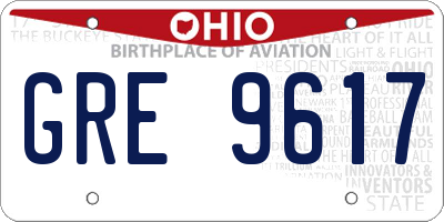 OH license plate GRE9617