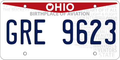 OH license plate GRE9623