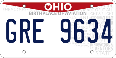 OH license plate GRE9634