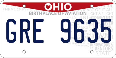 OH license plate GRE9635