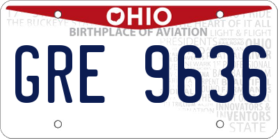 OH license plate GRE9636