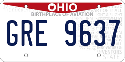 OH license plate GRE9637