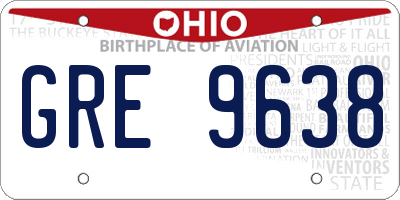 OH license plate GRE9638
