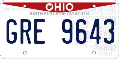 OH license plate GRE9643