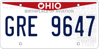 OH license plate GRE9647