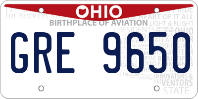 OH license plate GRE9650