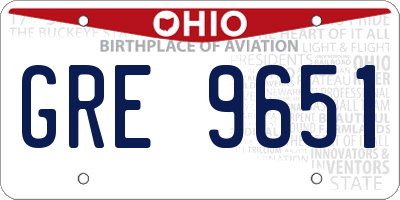 OH license plate GRE9651